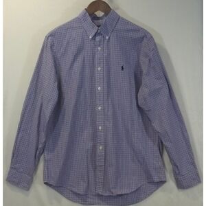 Ralph Lauren Mens Large Purple Gingham Check Long Sleeve Button Down Shirt L